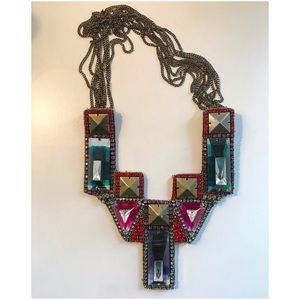 Nicole Miller Long gem stone costume necklace